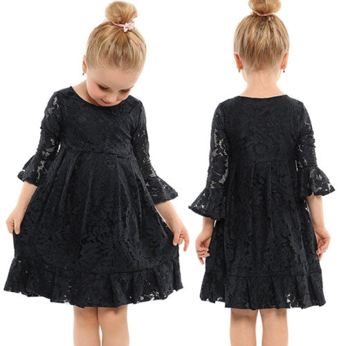 Baby Girl Kids Long Sleeve Dress Lace Floral