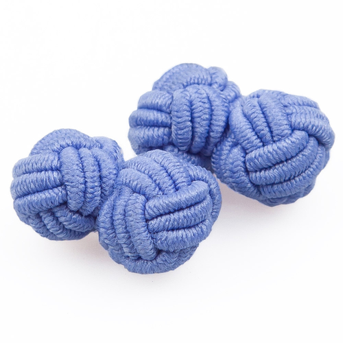 Plain Knot Fabric Cufflinks - Light Blue