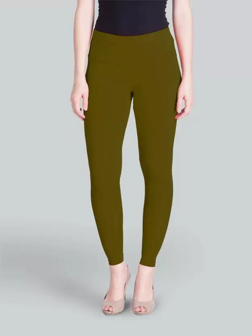 Women's  Ankle Length Ethnic Wear Legging  (Mehndi, Solid) Size M
