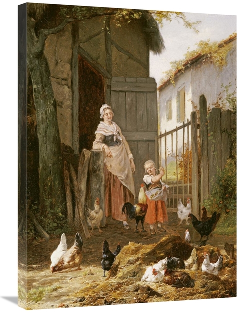 Global Gallery GCS-268274-30-142 30 in. Feeding the Chickens Art Print