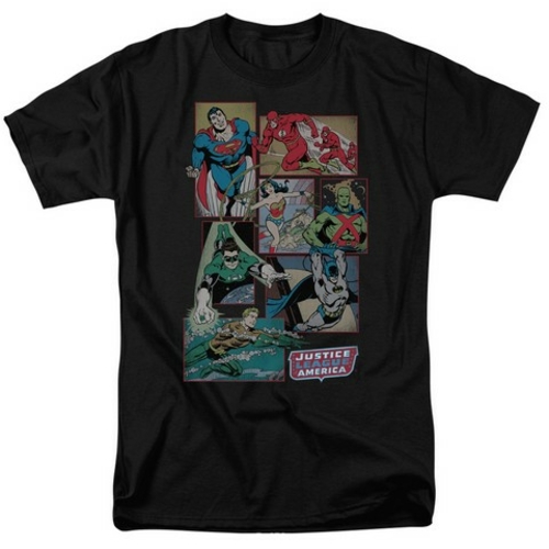 Trevco Dc-Justice League Boxes - Short Sleeve Adult 18-1 Tee - Black- 