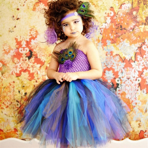 Toddler Kids Baby Girl Formal Halloween Peafowl