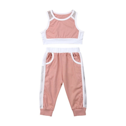 Toddler Girls Summer Tank Crop Tops+Mesh Pants