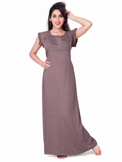 round neck Designing solid nighty