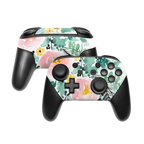DecalGirl NSWP-BLUSHEDFLOWERS Nintendo Switch Pro Controller Skin - Bl