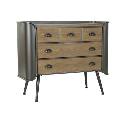 Chest of drawers DKD Home Decor Grey Natural Metal Fir Loft 97 x 37 x