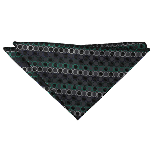Honeycomb Polka Dot Handkerchief - Black, Green & Silver
