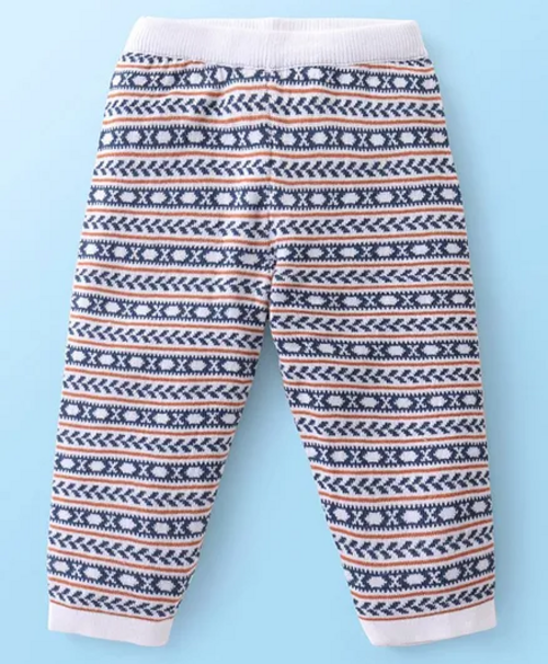 Knit Full Length Fleece Bottom with Stripes - Multicolour