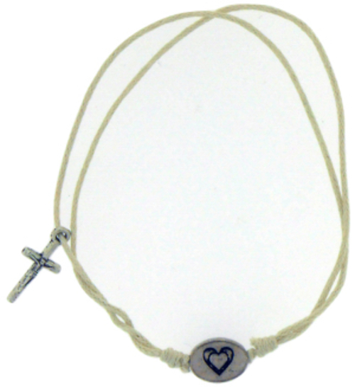 Solid Rock Jewelry 144650 White Cotton Adjustable Friendship with 2-Si