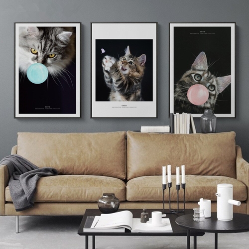 Nordic Animal Pet Cute Cat Poster Print