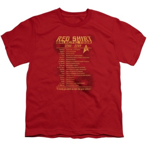 Trevco Star Trek-Red Shirt Tour - Short Sleeve Youth 18-1 Tee - Red&#4