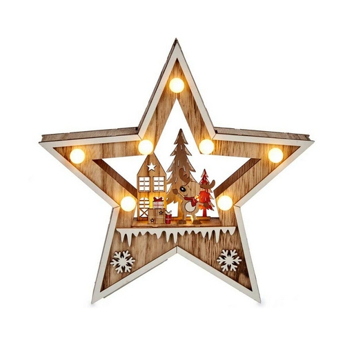 Christmas star White Brown Wood 4,5 x 25 x 26 cm
