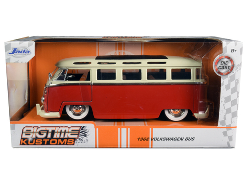 1962 Volkswagen Bus Red and Cream \Bigtime Kustoms\" 1/24 Diecast