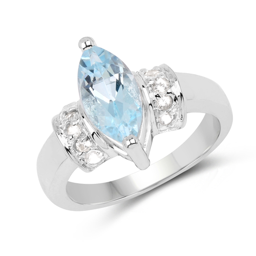 2.10 Carat Genuine Blue Topaz and White Topaz .925 Sterling Silver