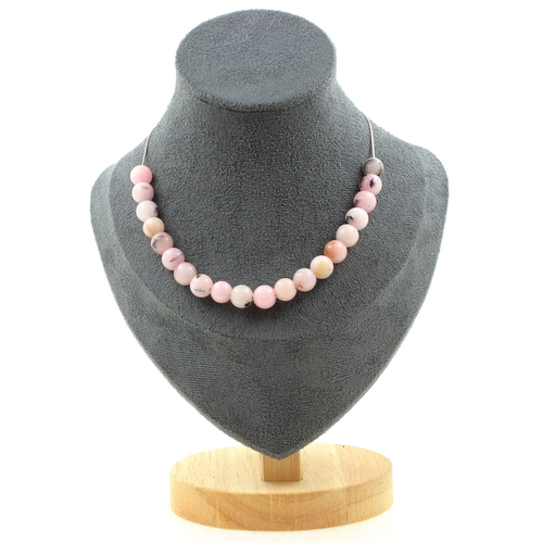 Pink opal 8 mm 20 beads necklace.