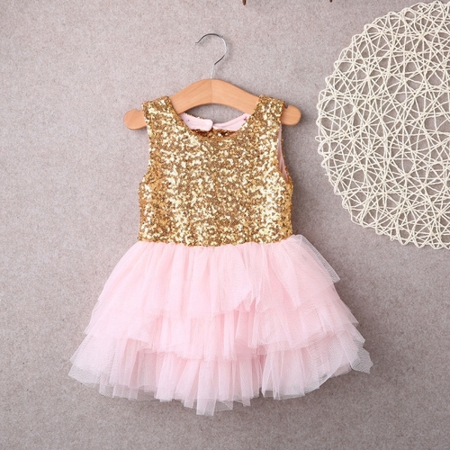 Baby Flower Girl Sequins Dress Bow Backless Party