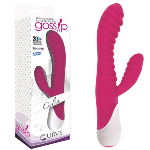 Curve Toys Gossip Celia Waterproof Ribbed Silicone Flexible Dual