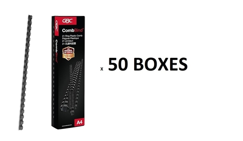 Main Plastic Binding Combs 21R 32.0mm with 280 Sheet Capacity, Black (Box image