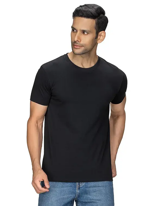 Men's round neck half sleeve tshirt  (Size-L) (Color-BLACK)