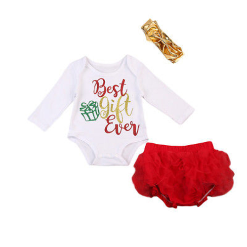 Newborn Baby Girls Best Gift Ever Top Romper Tutu