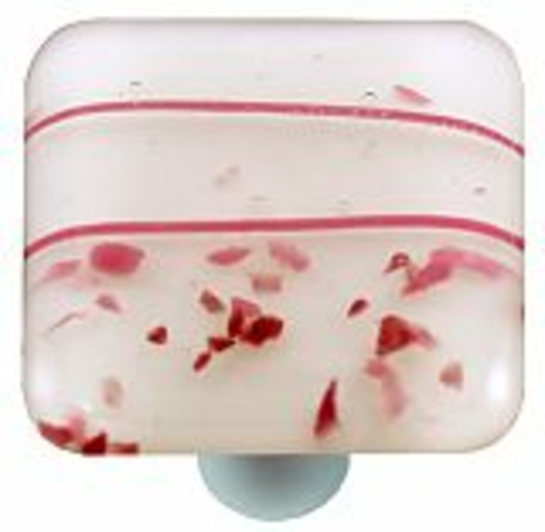 Hot Knobs HK3000-KA Mardi Gras Pink with White Square Glass Cabinet Kn