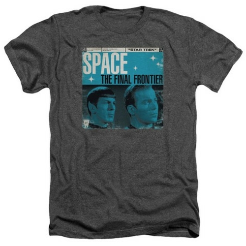 Trevco Star Trek-Final Frontier Cover - Adult Heather Tee - Charcoal- 