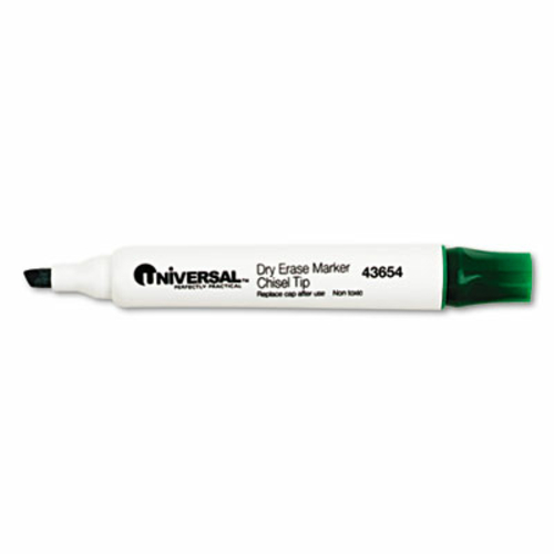 Universal 43654 Dry Erase Marker- Chisel Tip- Green- Dozen