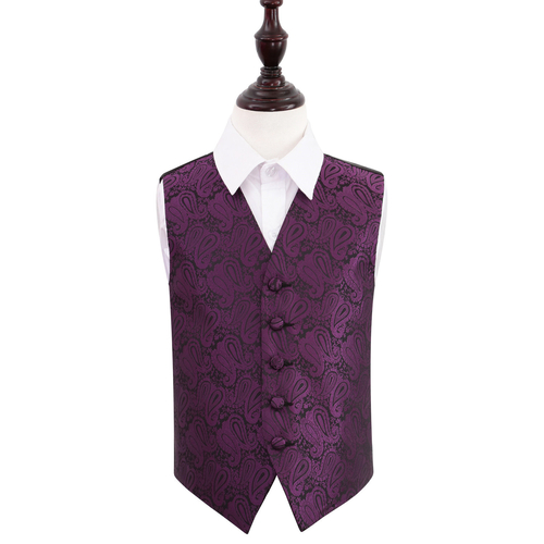 Paisley Waistcoat - Boys - Purple, 34'