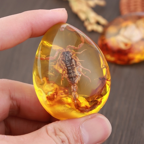 1 PC Natural Insects Amber Stone Ornament