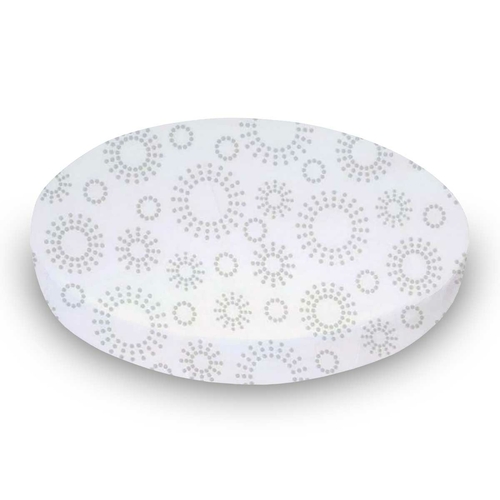 SheetWorld Fitted Round Crib Sheet - 100% Cotton Woven - Grey Dot
