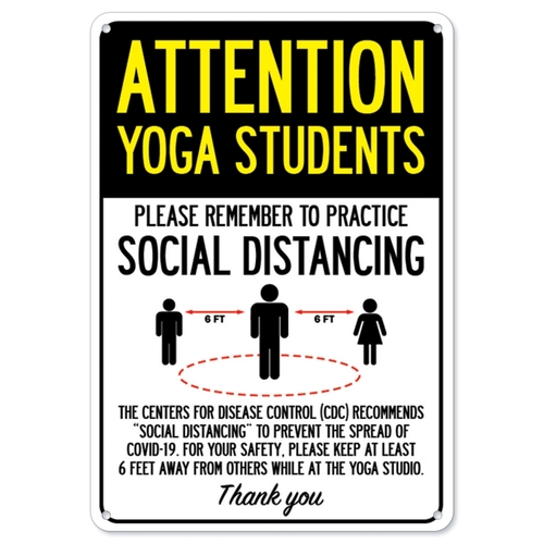 SignMission OS-NS-A-1824-25360 Covid-19 Notice Sign - Attention Yoga S