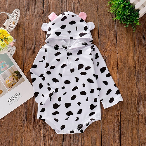 Cute Baby Girl Boy Long Sleeve Cow Print Ears