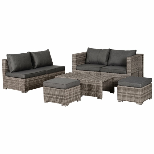 Outsunny 8pc Garden Patio Furniture Set Wicker Rattan Sofa Chair
