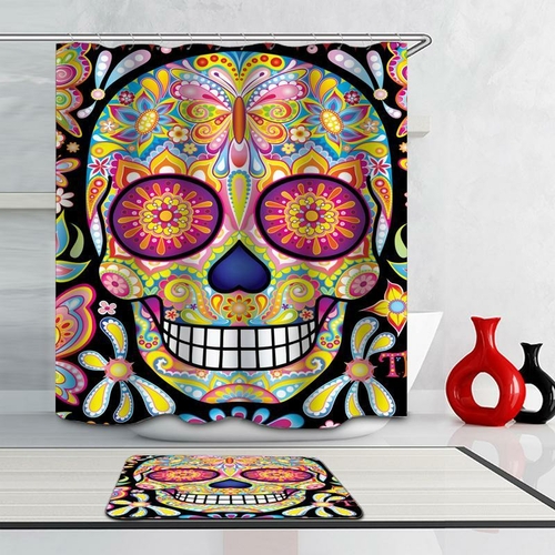 Psychedelic Colorful Skull Shower Curtain