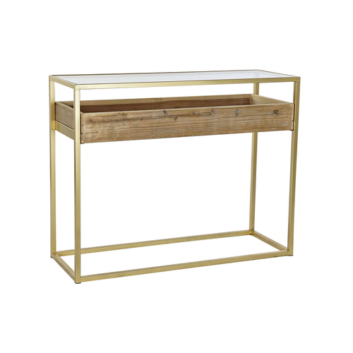 Console DKD Home Decor Crystal Natural Golden Metal Wood Tropical (100