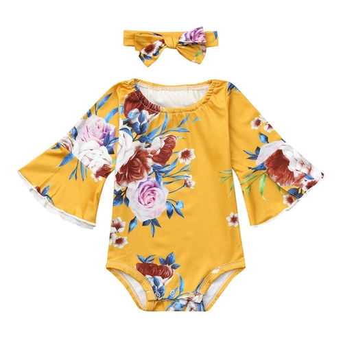 Infant Baby Girls Rompers Fashion Long Sleevel