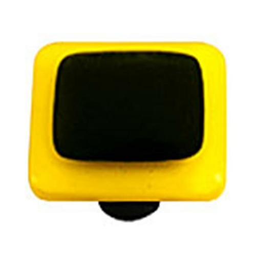 Hot Knobs HK5053-KB Sunflower Yellow Border with Black Square Glass Ca