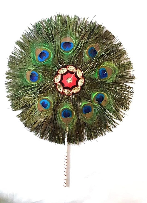 R.B.S Shanti Peacock Feather/Mor Pankh, Natural Peacock Feather Fan
