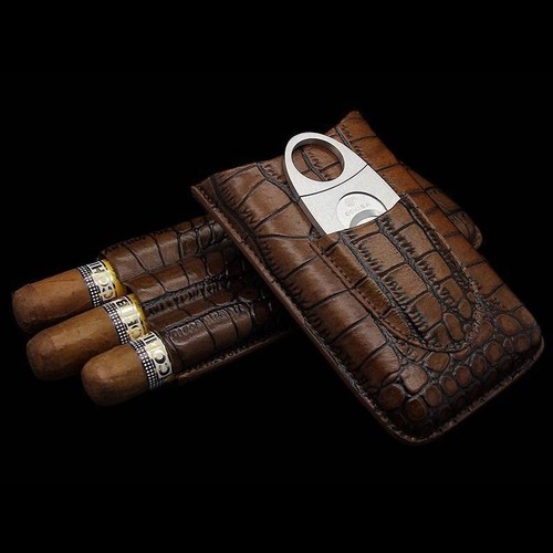 Genuine Crocodile Skin Cigar Case