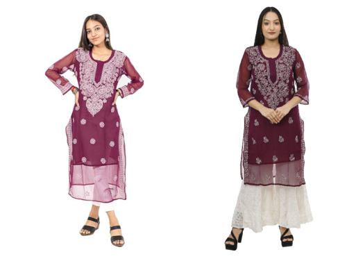 Chikankari Georgette Kurti for Girls & Women PACK OF 2 (DIFFRENT
