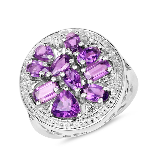 2.76 Carat Genuine Amethyst .925 Sterling Silver Ring