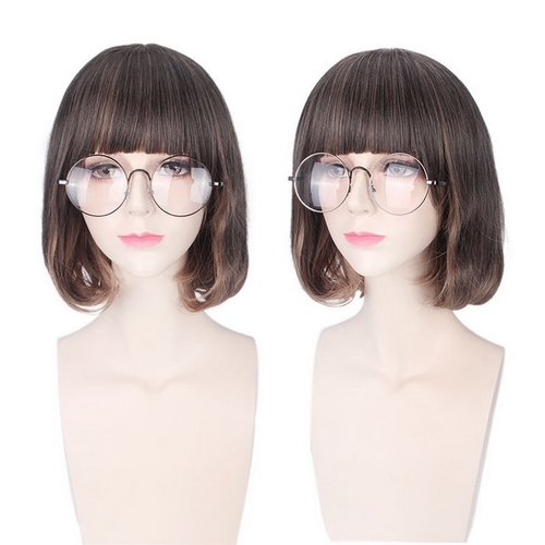 Mix Dark Brown Bob Wigs For Women Synthetic Hair