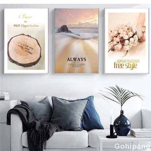 Nordic Abstract Scenery Letter Canvas Painting