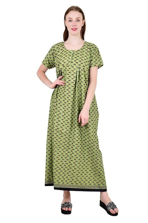Women's Cotton Nighty Night Gown, Multicolor