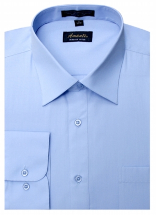 Amanti CL1007-17 1-2x36-37 Amanti Mens Wrinkle Free Baby Blue Dress Sh
