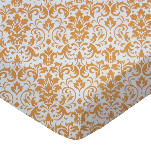 SheetWorld Fitted Crib Sheet - 100% Cotton Woven - Gold Damask, Made