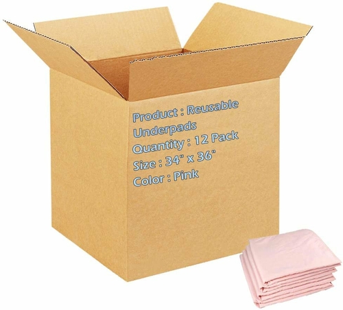 Pack of 12 Reusable Underpads with Tuckable Flaps 34 x 36. Pink