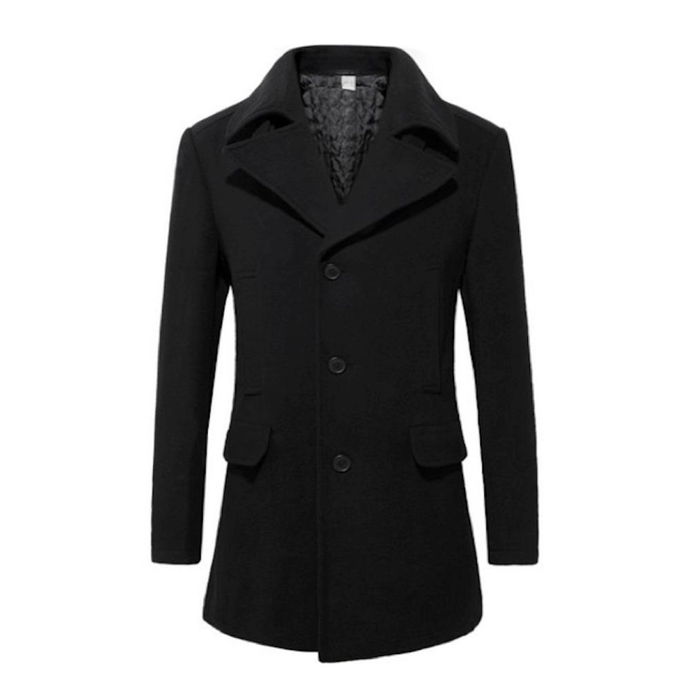 Mens Mid Length Wool Blend Coat - Picture 3 of 5