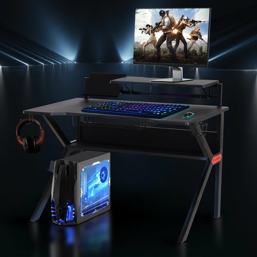 HOMCOM Gaming Desk Computer Table  for Gamer with Cup Holder 