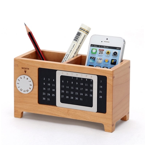 Wood Perpetual Calendar Storage Box